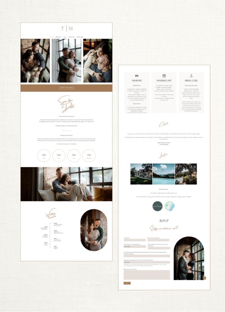 esküvői weboldal készítés egyedi
